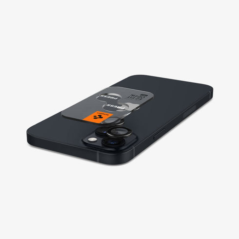 AGL07163 - iPhone 15 Pro / 15 Pro Max Optik Pro Lens Protector in natural titanium showing the device